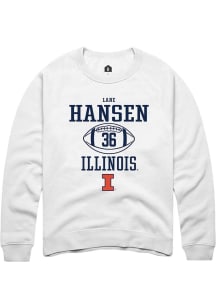 Lane Hansen Rally Mens White Illinois Fighting Illini NIL Sport Icon Crew Sweatshirt