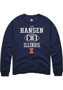 Lane Hansen Rally Mens Navy Blue Illinois Fighting Illini NIL Sport Icon Crew Sweatshirt
