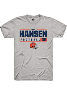 Lane Hansen Ash Illinois Fighting Illini NIL Stacked Box Short Sleeve T Shirt