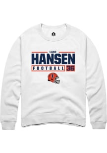 Lane Hansen Rally Mens White Illinois Fighting Illini NIL Stacked Box Crew Sweatshirt