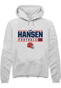 Lane Hansen Rally Mens White Illinois Fighting Illini NIL Stacked Box Hooded Sweatshirt