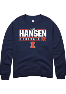 Lane Hansen Rally Mens Navy Blue Illinois Fighting Illini NIL Stacked Box Crew Sweatshirt