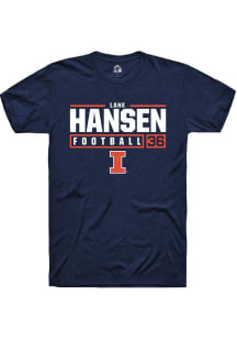Lane Hansen Navy Blue Illinois Fighting Illini NIL Stacked Box Short Sleeve T Shirt