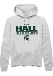 Malik Hall  Rally Michigan State Spartans Mens White NIL Stacked Box Long Sleeve Hoodie