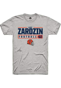 Luke Zardzin Ash Illinois Fighting Illini NIL Stacked Box Short Sleeve T Shirt