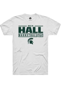 Malik Hall  Michigan State Spartans White Rally NIL Stacked Box Short Sleeve T Shirt