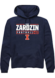Luke Zardzin  Rally Illinois Fighting Illini Mens Navy Blue NIL Stacked Box Long Sleeve Hoodie