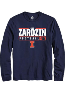 Luke Zardzin Rally Mens Navy Blue Illinois Fighting Illini NIL Stacked Box Tee