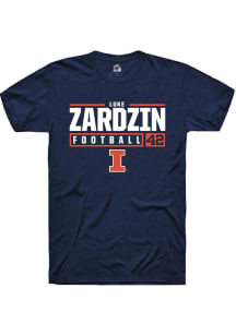 Luke Zardzin Navy Blue Illinois Fighting Illini NIL Stacked Box Short Sleeve T Shirt