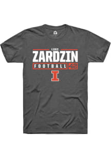 Luke Zardzin Dark Grey Illinois Fighting Illini NIL Stacked Box Short Sleeve T Shirt