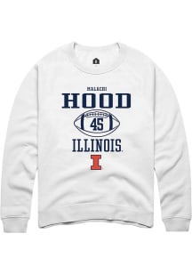 Malachi Hood Rally Mens White Illinois Fighting Illini NIL Sport Icon Crew Sweatshirt