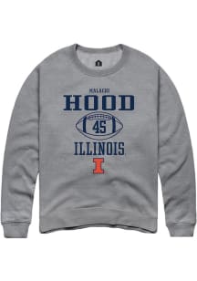Malachi Hood Rally Mens Graphite Illinois Fighting Illini NIL Sport Icon Crew Sweatshirt