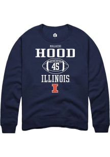 Malachi Hood Rally Mens Navy Blue Illinois Fighting Illini NIL Sport Icon Crew Sweatshirt