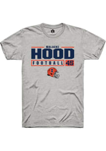 Malachi Hood Ash Illinois Fighting Illini NIL Stacked Box Short Sleeve T Shirt