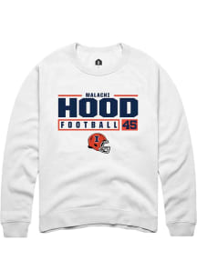 Malachi Hood Rally Mens White Illinois Fighting Illini NIL Stacked Box Crew Sweatshirt