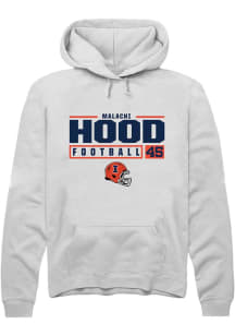 Malachi Hood Rally Mens White Illinois Fighting Illini NIL Stacked Box Hooded Sweatshirt