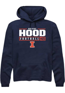 Malachi Hood Rally Mens Navy Blue Illinois Fighting Illini NIL Stacked Box Hooded Sweatshirt