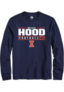 Malachi Hood Rally Mens Navy Blue Illinois Fighting Illini NIL Stacked Box Tee
