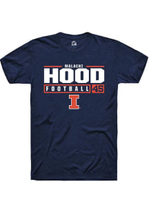 Malachi Hood Navy Blue Illinois Fighting Illini NIL Stacked Box Short Sleeve T Shirt