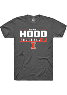 Malachi Hood Dark Grey Illinois Fighting Illini NIL Stacked Box Short Sleeve T Shirt