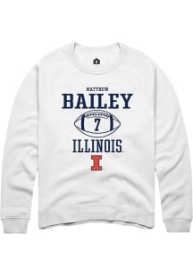 Matthew Bailey Rally Mens White Illinois Fighting Illini NIL Sport Icon Crew Sweatshirt