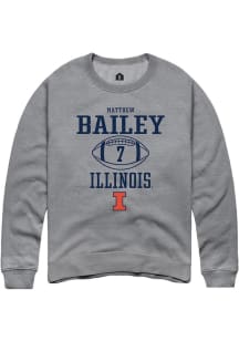 Matthew Bailey Rally Mens Graphite Illinois Fighting Illini NIL Sport Icon Crew Sweatshirt