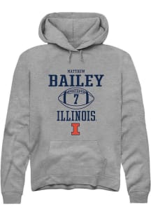 Matthew Bailey Rally Mens Graphite Illinois Fighting Illini NIL Sport Icon Hooded Sweatshirt