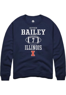 Matthew Bailey Rally Mens Navy Blue Illinois Fighting Illini NIL Sport Icon Crew Sweatshirt