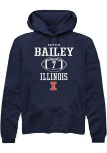 Matthew Bailey Rally Mens Navy Blue Illinois Fighting Illini NIL Sport Icon Hooded Sweatshirt