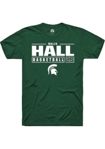 Malik Hall  Michigan State Spartans Green Rally NIL Stacked Box Short Sleeve T Shirt