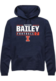Matthew Bailey Rally Mens Navy Blue Illinois Fighting Illini NIL Stacked Box Hooded Sweatshirt