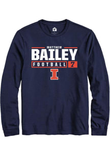 Matthew Bailey Rally Mens Navy Blue Illinois Fighting Illini NIL Stacked Box Tee