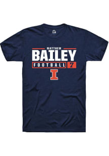 Matthew Bailey Navy Blue Illinois Fighting Illini NIL Stacked Box Short Sleeve T Shirt