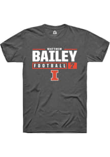 Matthew Bailey Dark Grey Illinois Fighting Illini NIL Stacked Box Short Sleeve T Shirt