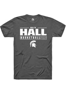 Malik Hall  Michigan State Spartans Dark Grey Rally NIL Stacked Box Short Sleeve T Shirt