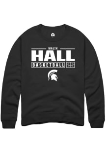 Malik Hall  Rally Michigan State Spartans Mens Black NIL Stacked Box Long Sleeve Crew Sweatshirt