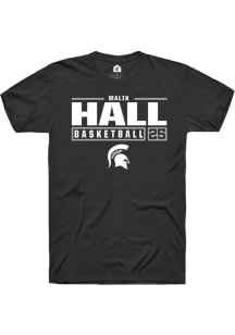 Malik Hall  Michigan State Spartans Black Rally NIL Stacked Box Short Sleeve T Shirt
