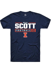 Miles Scott Navy Blue Illinois Fighting Illini NIL Stacked Box Short Sleeve T Shirt