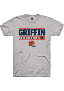 Timothy (TJ) Griffin Ash Illinois Fighting Illini NIL Stacked Box Short Sleeve T Shirt