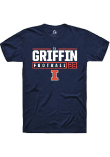 Timothy (TJ) Griffin Navy Blue Illinois Fighting Illini NIL Stacked Box Short Sleeve T Shirt