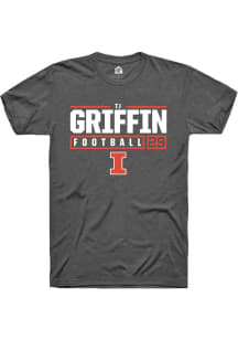 Timothy (TJ) Griffin Dark Grey Illinois Fighting Illini NIL Stacked Box Short Sleeve T Shirt