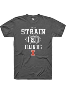 Tyler Strain Dark Grey Illinois Fighting Illini NIL Sport Icon Short Sleeve T Shirt