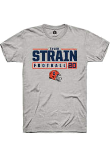 Tyler Strain Ash Illinois Fighting Illini NIL Stacked Box Short Sleeve T Shirt
