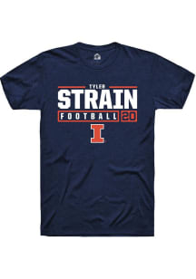 Tyler Strain Navy Blue Illinois Fighting Illini NIL Stacked Box Short Sleeve T Shirt
