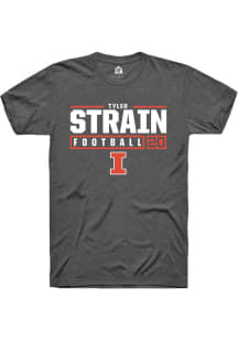 Tyler Strain Dark Grey Illinois Fighting Illini NIL Stacked Box Short Sleeve T Shirt