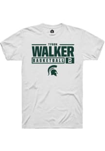 Tyson Walker  Michigan State Spartans White Rally NIL Stacked Box Short Sleeve T Shirt