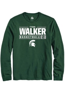Tyson Walker  Michigan State Spartans Green Rally NIL Stacked Box Long Sleeve T Shirt