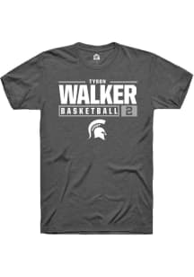 Tyson Walker  Michigan State Spartans Dark Grey Rally NIL Stacked Box Short Sleeve T Shirt
