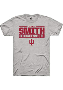 Jaquez Smith Ash Indiana Hoosiers NIL Stacked Box Short Sleeve T Shirt