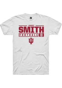 Jaquez Smith White Indiana Hoosiers NIL Stacked Box Short Sleeve T Shirt